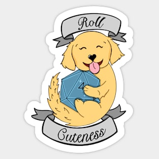 Roll 4 Cuteness | Golden Retriever | D20 Sticker